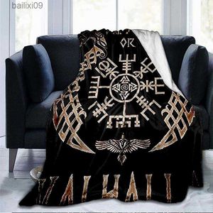 Coperte Le antiche rune norrene scandinave di Vichings Axes 3D Trova morbida Boppata leggera Flanna coperta T230710