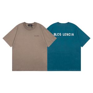 BLCG LENCIA 2023 Summer New 250g 100% Cotton T-shirt Men High Quality Print Color Sleeve Drop Tshirts Oversize Tops 2023158