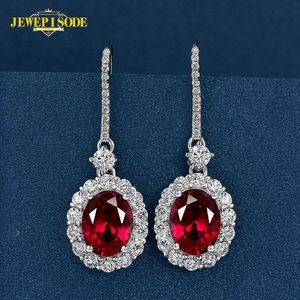 Stud Jewepisode Trend Rubin Tropfen Ohrringe für Frauen Solide 925 Sterling Silber Hochzeit Edlen Schmuck Geschenk 230710