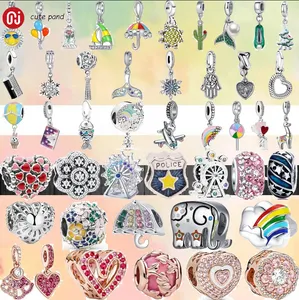 925 silver beads charms fit pandora charm Bracelet Fashion Air Balloon Rabbit Cactus Fishtail Shoes