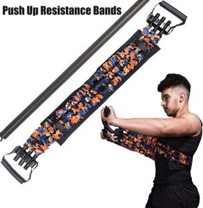 Resistance Bands Adjustable Bench Press Band with Bar Chest Builder Workout Equipment Upgraded Push Up Resistance Bands Home Gym Travel Training HKD230710