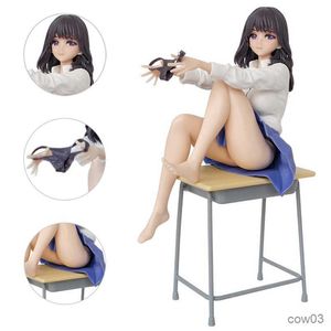 Figuras de brinquedo de ação 22CM Anime Wind Blown After Classroom Calças Desk KAZEKAORU Sexy Girl Action Figures Collection Modelo Boneca Brinquedos presentes R230710