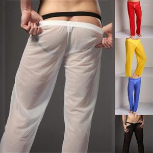 Men's Sleepwear 2023 Men Sexy Gays Underwear Shr Mesh Loose Long Pants Slpwear Transparent Comfort Qucik-Dry Trousers Slp Bottoms Clubwear