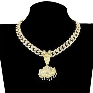 Anhänger Halsketten US -Dollar Geld Tenniskette Bling Mens Hip Hop Halskette Schmuck für Geschenk 230613
