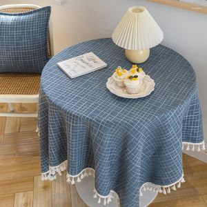 Table Cloth Blue Light Luxury Cover Circular Coffee Cushion Small Tablecloth