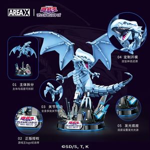 Soldato giocattolo anime Yu Gi Oh Blue Eye White Dragon assemblaggio blocco modello statua decorazione hobby compleanno ragazzo regalo 230710