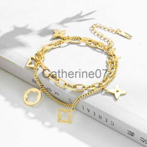 Armreif-Charm-Armbänder, klassisches Design, vierblättriges Kleeblatt, Charm-Edelstahl-Armband, glückliche Frauen, Geschenk, Schmuck J230710