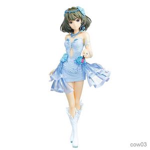 Action Toy Figures подлинный 22 -сантиметровый аниме фигура Idolmaster Cinderella Girls Takagaki Blue Dress Stand Model Doll Toy Gift Collection Boxed R230710