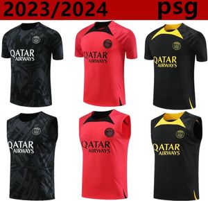 23/24 PSGS Sportswear 23/24 MBAPPE NEYMAR JR Sportswear Homens camisa de treinamento manga curta regata camisa de futebol uniforme chandal moletom adulto