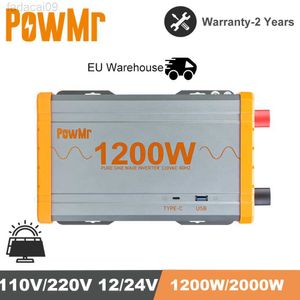 Urządzenie do awaryjnego uruchamiania Moc 1200 W 2000 W Czysta fala sinusoidalna Falownik solarny DC 12 V 110 V 220 V prądu zmiennego z portem TypeC Podwójne gniazda AC 5V21A Porty USB Nadające się do użytku samochodowego HKD230710