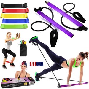 Resistance Bands Dropshipping Yoga Pilates Bar Stick Crossfit Resistance Bands Trainer Pull Rope Elastic Bands For Home Workout Fitness Equipment HKD230710