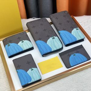 Designer bag Mens and womens fashion pumpkin pattern purse Grey printing card bag Leather portable coin wallet Passport holder #61733