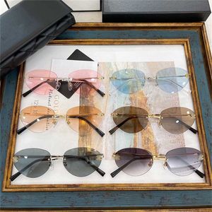 Sunglasses 2023 New High Quality CH Xiaoxiangjia's new fashionable cat-eye The same frameless cut edge sunglasses ch4322