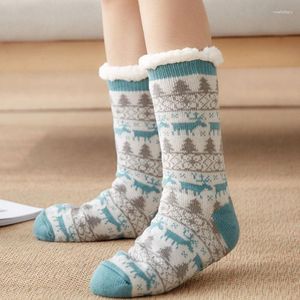 Women Socks TOIVOTUKSIA Women's Slippers Plush Warm Home For Girls Coral Fleece House Sock Floor Soft Woman