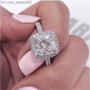 結婚指輪 2020 クッションカット 3ct ラボダイヤモンドリング 925 スターリングシルバー婚約結婚指輪女性のモアッサナイトパーティージュエリー Z230711