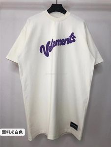 Impermeabili Puff Print Vetements T Shirt Uomo Donna 1: 1 T-shirt con lettera viola di alta qualità