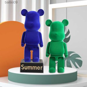 Decorative Objects Figurines Creative Felt Resin Bear Sculpture Nordic Home Living Decoration Kawaii Room Decor Figurine Desk Accessories Christmas Gift T230710