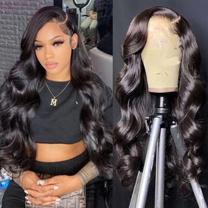 28 Inch 13x4 Body Wave Lace Front Wig Human Hair PrePlucked Brazilian Human Hair Lace Frontal Wigs for Women 13x6 Wig