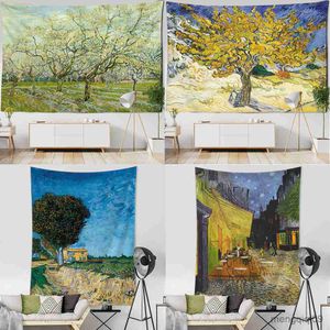 Tapeçarias Personalizáveis Van Gogh Pintura a óleo Feitiçaria Estética Decoração do quarto Floresta Paisagismo Arquitetura Tapeçaria R230710