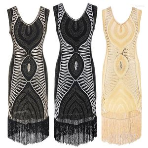 Casual Dresses 1920s Diamond Sequined Embellished Fringed Great Gatsby Flapper Dress Women Sleeveless Retro Midi Party Ukraine Vestido