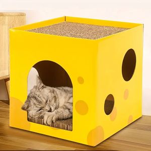 Chess Shaped Cat Scratcher Cardboard House Carton For Cats With DIY, Corrugated Cat Cardboard Box