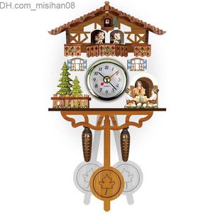 Wall Clocks The large Nordic retro cuckoo wall clock will sound and pop up a time alarm. The living room wall decoration Z230710