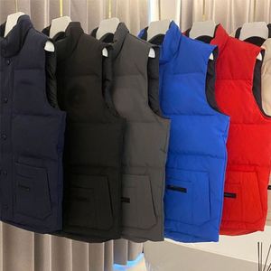 Colete masculino jaqueta colete série cápsula etiqueta branca para baixo outono e inverno colete sem mangas puffer casaco de inverno colete masculino feminino engrossado quente frio casaco de casal