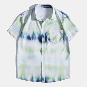 Men's T Shirts 100 Polyester Shirt Mens Summer Beach Style Casual Trend Printed Lapel Short Sleeve Mesh