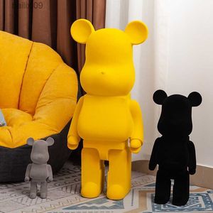 Decorative Objects Figurines Flocking Bearbrick Statues Resins Bear Money Boxes Decoration Crafts Home Decor Living Room Desktop Gift Sculptures T230710