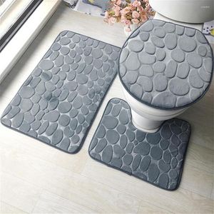 Toilet Seat Covers Bedroom Mat Cobblestone Pattern Lid Cover Super Soft Polyester Foldable Anti-skid Bath For Home