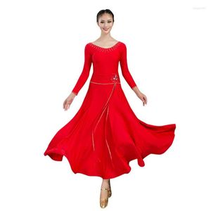 Sahne Giyim Waltz Balo Salonu Rekabet Elbisesi Standart Mordern Dans Performans Kostümleri Kadın Gece Elbise Basit Zerafet İnce Büyük Salıncak