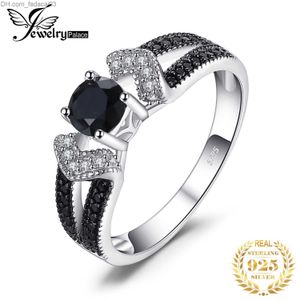 Obrączki JewelryPalace naturalna czerń Spinel 925 srebro obrączka zaręczynowa kobiety moda wykwintna biżuteria prezent Z230711