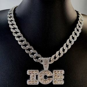 Hip Hop Ice Glass Diamond Chain Necklace English Alphabet Full Pendant Personality Men's Accessories 230628