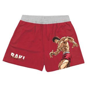 Shorts masculinos Anime Baki Hanma Shorts de ginástica masculinos femininos 3D impressos em malha rápida secos shorts casuais fashion calças curtas para exercícios físicos em execução 230710