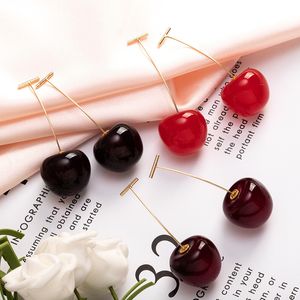 Stud Cute Simulation Red Cherry earrings Sweet Resin For Women Girl Student Fruit 1Pair Earring Gift 230710