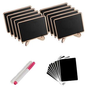 Blackboards Mini Chalkboard Label Signs 10 Pack Pack Framed Easel Stand Wooden Blackboard لبوفيه الطعام بطاقات مكان الزفاف 230707