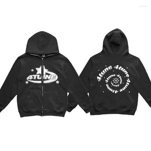 Erkek Ceketler 2023 Tune Zipper Hoodie Moda Erkekler Tam Yüz Amerikan Retro Y2K Kazak Günlük Ceket Kadın Ceket