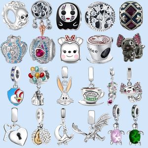 925 sterling silver charms dla pandora koraliki do biżuterii wisiorek grymas czaszka mysz żółw zestaw charms wisiorek DIY drobny koralik biżuteria