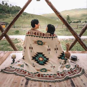 Одеяла для пикника на открытом воздухе для кемпинговых кисточков одеяло этнические богемные полосатые клетки вязаные одеяла для кровати для проездных ковриков для коврики