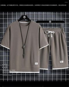 Agasalhos masculinos 2023 conjunto masculino na moda streetwear esportes gola redonda camiseta manga curta e shorts moda duas peças terno de lazer