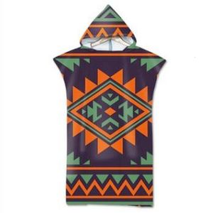 Beach Accessories Towels Beachwear Adult Beach Suit Change Robes Poncho Hood Beach Towel Geometric Printed Microfiber Quick Drying Absorbent Bath 230707