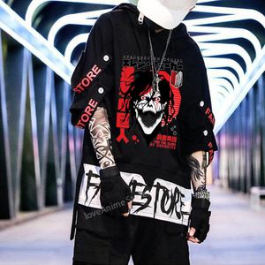 Jackor Overside Hoodie Attack på Titan Top Men Casual Printing Crewneck Lounge Wear Streetwear Thin Hoodie Hip Hop Men Anime Clothing