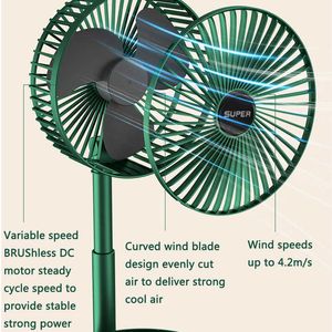 Elektrische Ventilatoren, Desktop, faltbar, einziehbar, kleiner Ventilator, tragbarer Mini-Lade-USB, für Zuhause, geräuscharm, hohe Standby-Zeit, Mini-Elektroventilator