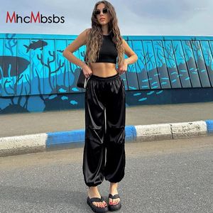 Women's Pants Streetwear Hip Hop Casual Women Fashion Drawstring Pockets Loose Sweatpants Summer Bf Korean High Waist Wide Leg Trousers