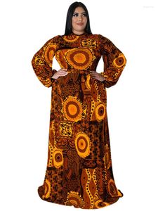 Roupas Étnicas Wmstar Plus Size Vestidos de Festa Para Mulheres Roupas de Outono Manga Longa Impressa África Maxi Vestido Atacado