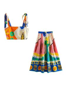 Coats Traf Summer Fashion Printed Women Casual Beach Skirts Zipper Back High Waisted Aline Pleated Swing Lady Maxi Long Skirt Vintage