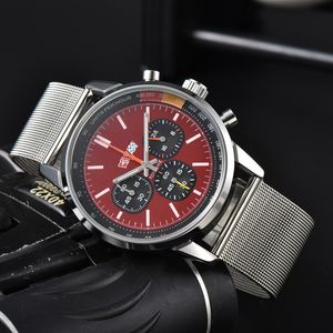 Armbandsur för män 2023 Nya herrklockor Sex sömmar alla DIAL Work Quartz Watch Top Luxury Brand Chronograph Clock Steel and Leather Belt Fashion Breit Top