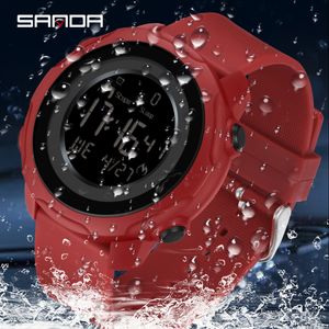 Sanda New Step Calories Fashion Clails Men's Watch Watch Водонепроницаемый ударной ударный мониторинг сна Умные наручные часы 6121