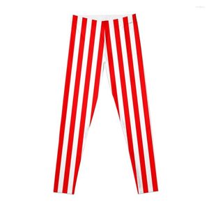 Active Pants Red and White Stripes Leggings Gym Legging Womans Golf Wear
