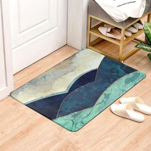 Carpets Green Marble Landscape Printed Flannel Floor Mat Bathroom Decor Carpet Non-Slip For Living Room Kitchen Welcome Doormat